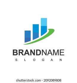 Business Logo Design Template With Bars And Chart