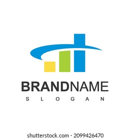 Business Logo Design Template With Bars And Chart