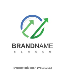 Business Logo Design Template With Growing Chart Symbol
