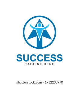 Business logo design template with human and arrow sign concept. Symbol of growth progress, success, or profit in company. Vector icon illustration for element branding accounting and learning