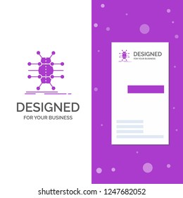 Business Logo for Distribution, grid, infrastructure, network, smart. Vertical Purple Business / Visiting Card template. Creative background vector illustration