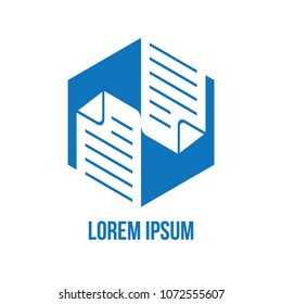 business logo Document exchange of blue color hexagon shape