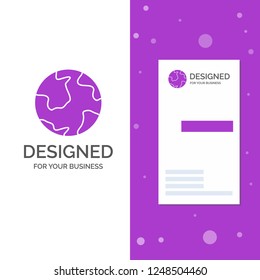 Business Logo for earth, globe, world, geography, discovery. Vertical Purple Business / Visiting Card template. Creative background vector illustration