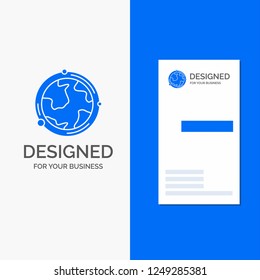 Business Logo for earth, globe, world, geography, discovery. Vertical Blue Business / Visiting Card template.