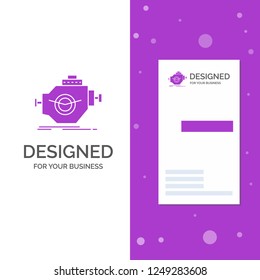 Business Logo for Engine, industry, machine, motor, performance. Vertical Purple Business / Visiting Card template. Creative background vector illustration