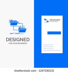 Business Logo for folder, file, management, move, copy. Vertical Blue Business / Visiting Card template.