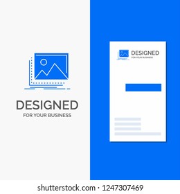 Business Logo for gallery, image, landscape, nature, photo. Vertical Blue Business / Visiting Card template.
