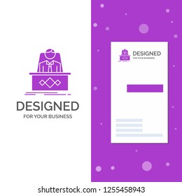 Business Logo for game, Boss, legend, master, CEO. Vertical Purple Business / Visiting Card template. Creative background vector illustration