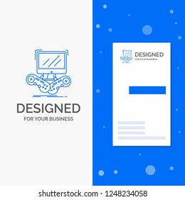 Business Logo for Game, gaming, internet, multiplayer, online. Vertical Blue Business / Visiting Card template