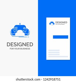 Business Logo for game, gaming, mobile, entertainment, app. Vertical Blue Business / Visiting Card template.