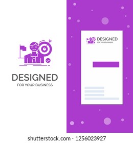 Business Logo for business, goal, hit, market, success. Vertical Purple Business / Visiting Card template. Creative background vector illustration