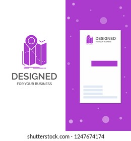 Business Logo for gps, location, map, navigation, route. Vertical Purple Business / Visiting Card template. Creative background vector illustration