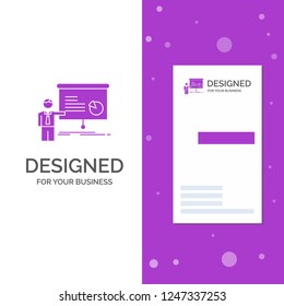 Business Logo for graph, meeting, presentation, report, seminar. Vertical Purple Business / Visiting Card template. Creative background vector illustration