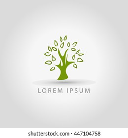 business logo green tree vector sign