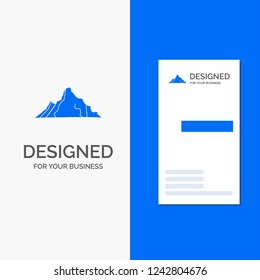 Business Logo for hill, landscape, nature, mountain, scene. Vertical Blue Business / Visiting Card template.