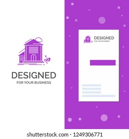 Business Logo for Home, house, Apartment, building, office. Vertical Purple Business / Visiting Card template. Creative background vector illustration