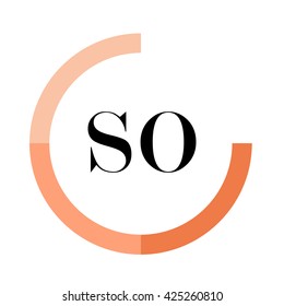 SO business logo icon design template elements. Orange color vectors. Design identity in circle. Alphabet letter