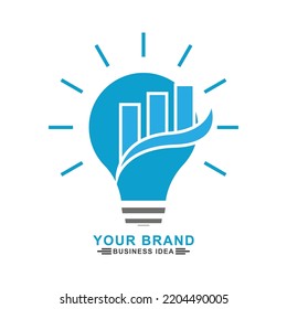 Business logo icon illustration. contains light bulb icon and growing graphic icon. flat design style. Simple design editable