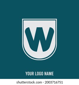 Business Logo Icon Illustration Design Template Vector letter W with shield.