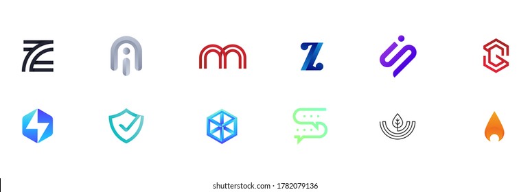 Business Logo Icons Set Isolated On Stock Vector (Royalty Free ...