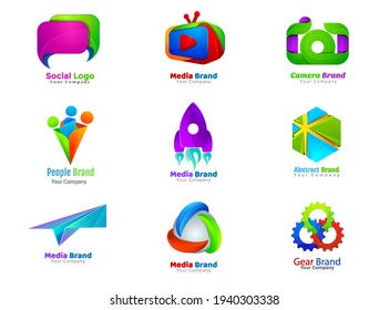 Business Logo Icons Set Isolated On White Background Vector Illustration Graphic Design.