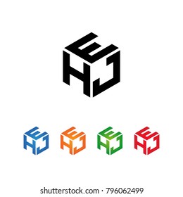 business Logo Initial three letters Template.Modern Style. Hexagon shape concept.Black,Blue,Orange,Green,Red color on white background