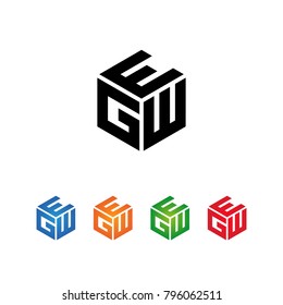 business Logo Initial three letters Template.Modern Style. Hexagon shape concept.Black,Blue,Orange,Green,Red color on white background