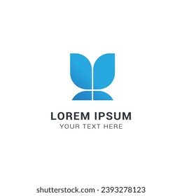 iniciales del logotipo de negocios letra diseño de mariposa de U.