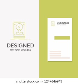 Business Logo for install, drive, hdd, save, upload. Vertical Green Business / Visiting Card template. Creative background vector illustration