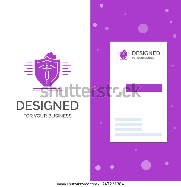 Business Logo for insurance, health,\
medical, protection, safe. Vertical Purple Business / Visiting Card\
template. Creative background vector\
illustration