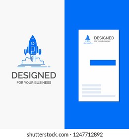 Business Logo for Launch, mission, shuttle, startup, publish. Vertical Blue Business / Visiting Card template.