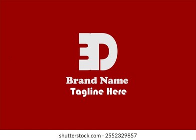 Business logo of letter E and D isolated on red background. For brand, product, company, initial name and other commercial needs. Vector illustration.
