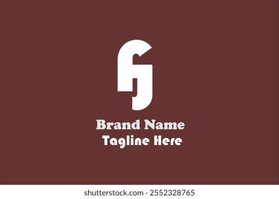 Business logo of letter F and J isolated on chocolate background. For brand, product, company, initial name and other commercial needs. Vector illustration.