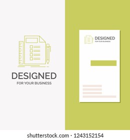 Business Logo for Business, list, plan, planning, task. Vertical Green Business / Visiting Card template. Creative background vector illustration