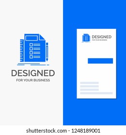 Business Logo for Business, list, plan, planning, task. Vertical Blue Business / Visiting Card template.
