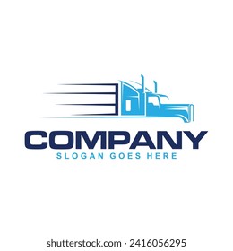 Business logo logistic truck design trailer transport, express cargo delivery company template idea