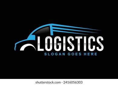 Business logo logistic truck design trailer transport, express cargo delivery company template idea