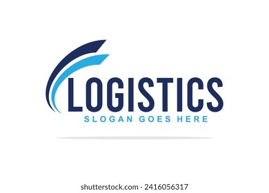 Business logo logistic truck design trailer transport, express cargo delivery company template idea