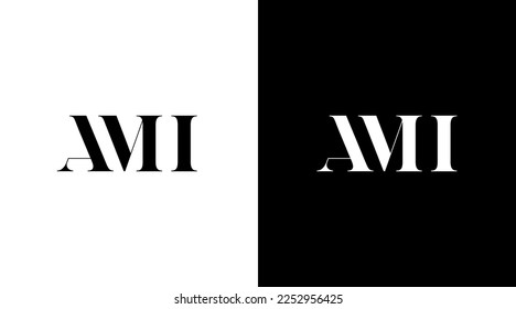 business logo minimalist monogram ami letter initial black and white icon illustration style Designs templates