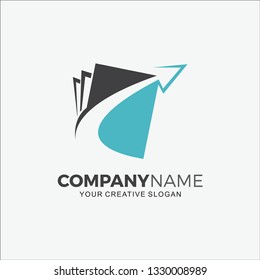 Business logo modern arrow book, vector illustration