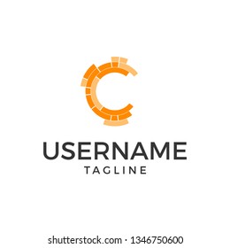 Business logo modern initial C technology, vector illustration