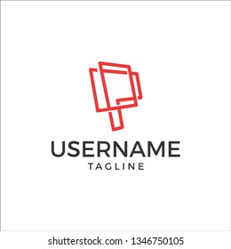 Business logo modern initial P, vector illustration