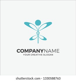 Business logo modern needle butterfly, vector illustration