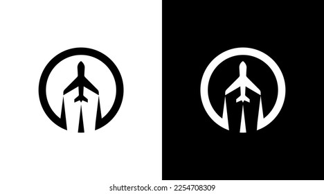 business logo monogram airplane aviation black and white icon illustration style Designs templates