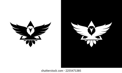 business logo monogram flying eagle black and white icon illustration style Designs templates