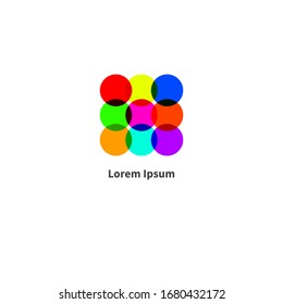 Business Logo With Nine Color Circles, Symbol Of Collaboration, Minimal Logo Design, Abstract Geometric Vector Logo