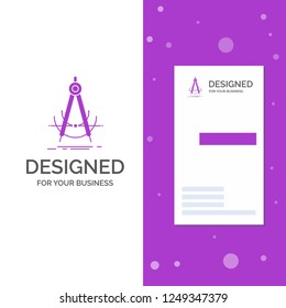 Business Logo for Precision, accure, geometry, compass, measurement. Vertical Purple Business / Visiting Card template. Creative background vector illustration