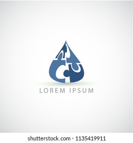 business logo puzzle drop vector sign