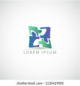 business logo puzzle square vector sign