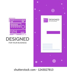 Business Logo for rack, component, module, sound, studio. Vertical Purple Business / Visiting Card template. Creative background vector illustration